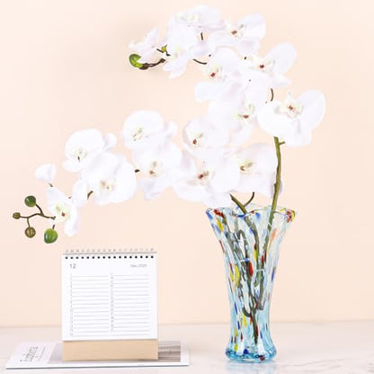 9.0" H Aqua Blue Glass Vases for Flower, Unique Hand Blown Glass Vase - color: Aqua