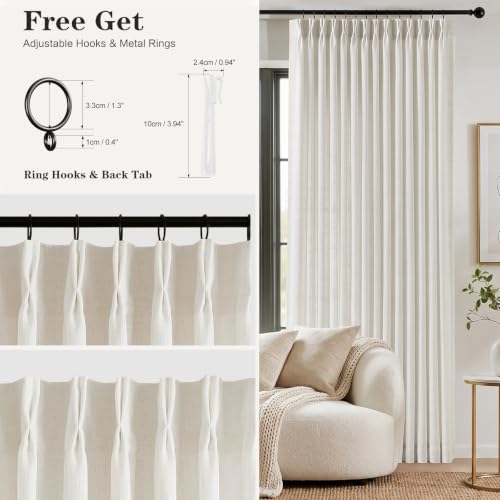 IVAPUPU Pinch Pleated Sheer Linen Curtains Light Filtering for Living Room - color: Natural, size: 40"W x 108"L (Pack of 2)