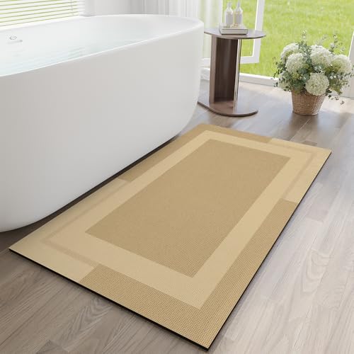 YDKGL Non Slip Bath Mat Large Thin Bathroom Rugs Fit Under Door Brown 24*48 - color: A- Brown, size: 24" x 48" (Rectangular)