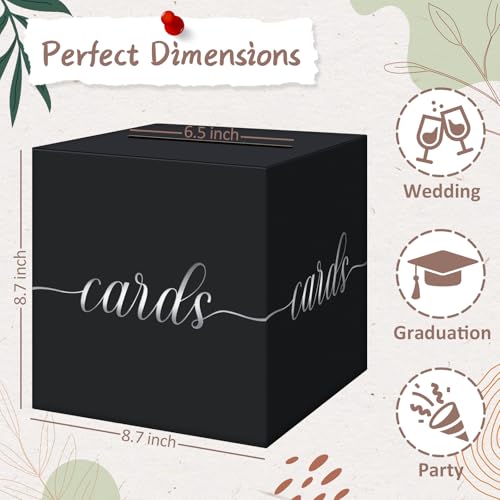 Elegant Black Wedding Card Box, Silver Foil Gift Card Box Holder for Party - color: Black and Silver Foil