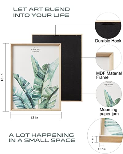 12x16IN Green Plant Eucalyptus Leaf Framed Wall Art, Set of 3 - color: Framed Green Leaf, size: 16"L x 12"W