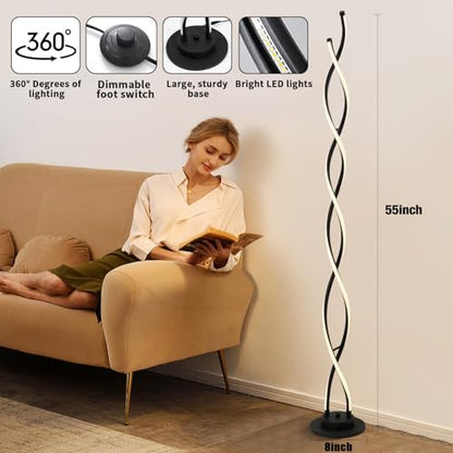Modern Floor Lamps for Living Room Black 3‑Color Remote Dimmable - color: Black