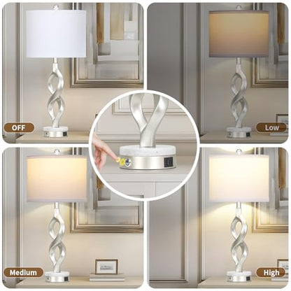 Cinyirong 30" Tall Silver Sculptural Table Lamp for Living Room & Bedroom - color: Silver (1 Pack)