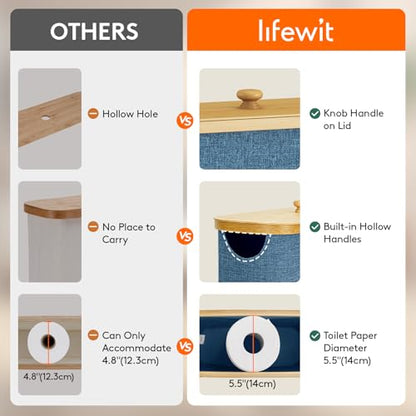 Lifewit Toilet Paper Storage Holder, Extra Large Stand Basket 30L Dark Blue - color: Dark Blue, size: 30L