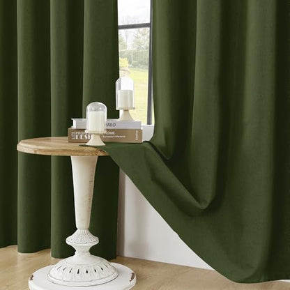 ChrisDowa Olive Green Blackout Curtains 45 Inches Long 2 Panels for Bedroom - color: Olive Green, size: 52"W x 45"L (Pack of 2)