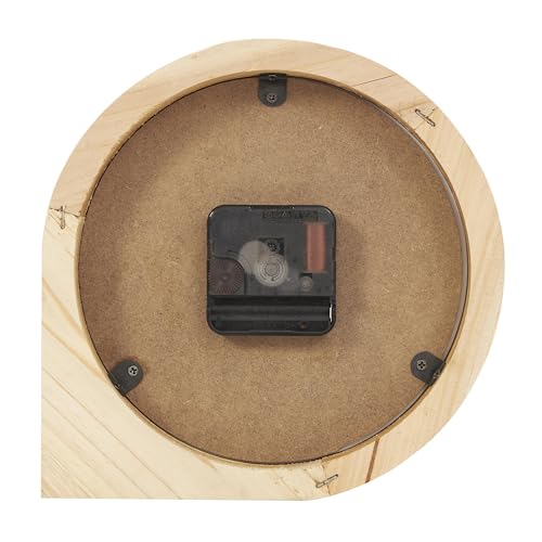 Deco 79 Wood Decorative Clock Round Abstract Mantel Clock, Tabletop Clock 8" x 2" x 8", Light Brown