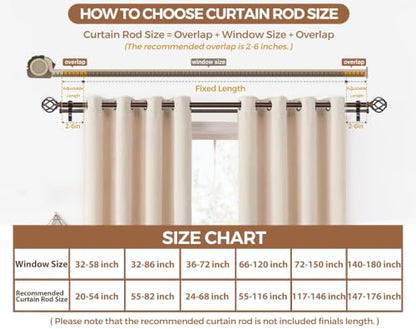 KAMANINA 1 Inch Double Curtain Rods 32 to 86 Inch, Bronze Dual Curtain Rod - color: Antique Bronze, size: 32-86"