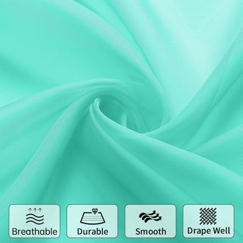 WUBODTI Teal Sheer Valance Curtains for Bathroom Windows, Summer Boho Crystal Beads Tassel Triangle Sheer Kitchen Swag Curtain Valance for Bedroom Living Room Cafe Farmhouse,3PCs, Each W51 x L24 - color: Turquoise