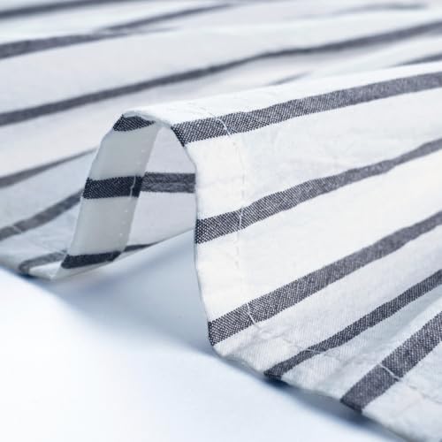 DOSLY Ides Farmhouse Navy Blue Button Valance, Striped Pleated Design with Coconut Buttons, Window Treatment for Kitchen Living Room Bedroom, 52" W x 18" L - color: Navy & Navy Stripe, size: 52"W x 18"L (Pack of 1)
