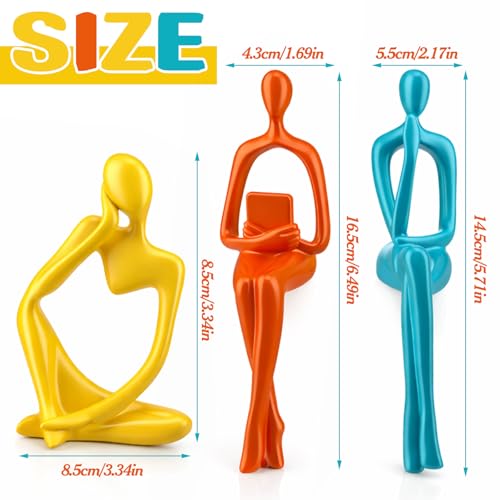 AceOrbit 3 Pcs Mid Century Modern Decor, Thinker Statues Bookshelf Decor - style: Thinker