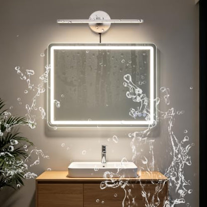 MantoLite Bathroom Vanity Light bar, Modern Brass LED Wall Sconce Over Mirror, Dimmable 3000K/4000K/6000K,Hardwired Bathroom Wall Light,24 Inch Bar Long Strip Sconce - color: Nickel, size: 16 inches