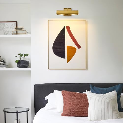 Art Picture Light,Linear Artwork Display Brass Wall Sconce - color: Gold, size: 12"-2Bulbs