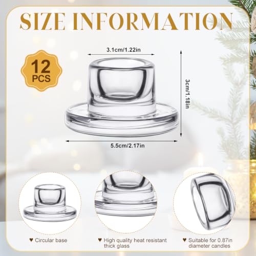 12 Set Glass Hurricane Candle Holders 11.8" Open Ended Glass Candleholder Tube Shape Bottomless and 2.1" Taper Clear Candlestick Holder Bulk for Wedding Party Table Centerpiece Home Decor (12, Clear)