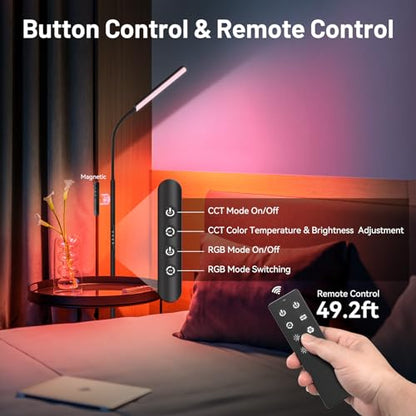 Dimunt LED Floor Lamp, Stepless Adjustable 3000K-6000K Colors, RGB - color: RGB-Black