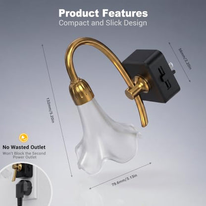 JandCase Night Light, Night Lights Plug into Wall, Glass Flower Nightlight - color: lily
