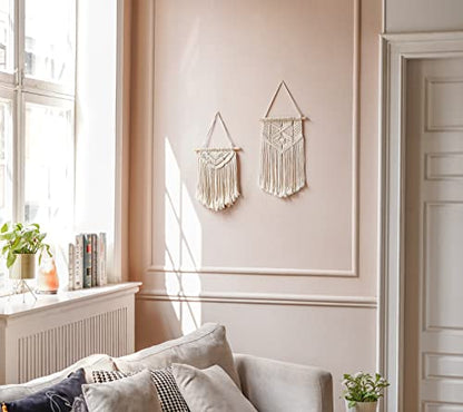 Mkono 2 Pcs Macrame Wall Hanging Boho Wall Art Decor Woven Chic Bohemian Room Decor for Bedroom Nursery Living Room Dorm Apartment, Small Size 13" L x 10" W and 16" L x 10" W - size: Small