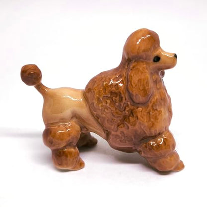 Handmade Ceramic Brown Poodle Figurine, Shelf Decor