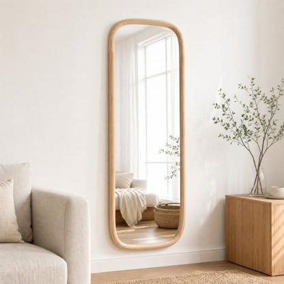 18x48 Inch Oval Full Length Wall Mirror Oblong Wood Frame Floor Mirror