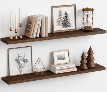 Harwaya 48 inch Floating Shelves Dark Wood, Long Wall Shelves for Bedroom - color: Dark Walnut, size: 48 x 8 Inch