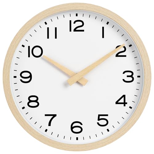 AKCISOT 8 Inch Wall Clock, Silent Battery Operated Analog Clock, Natural - color: D_natural, size: 8 Inch