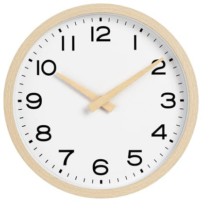 AKCISOT 8 Inch Wall Clock, Silent Battery Operated Analog Clock, Natural - color: D_natural, size: 8 Inch