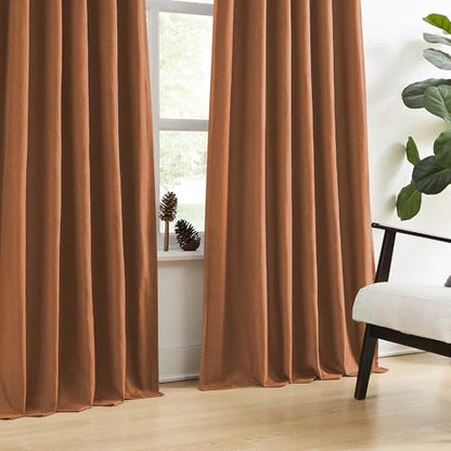DUALIFE Rust Pinch Pleated Blackout Curtains 84 Inches Long,Luxury Copper Blackout Curtains Drapes with Hooks for Living Room Bedroom Boho Retro 40 by 84 Inch 2 Panels Terracotta - color: Rust, size: 40"W x 84"L (Pack of 2)