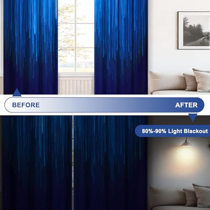 Navy Blue Blackout Curtains for Bedroom, Ombre Blackout Curtains 84 Inch Length 2 Panels Set, Thermal Insulated Room Darkening Drapes with Grommet Top, 52W x 84L - color: 04 Blue, size: 52"W x 84"L (Pack of 2)