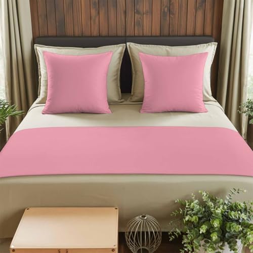 Bed Runner for Queen Size Bed, Pink Decorative Beds Runners and 2 Matching Pillow Covers Set, Pure Pink Beds Scarf Throw for Foot of Bedding Set for Hotel/Bedroom - color: Pink, size: 83 x 20 Inch