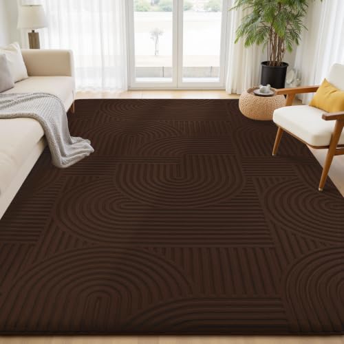 Sour Lemon 8x10 Area Rugs for Living Room Bedroom, Brown Rug Large Carpet - color: Coffee, size: 8' x 10' (Rectangular)