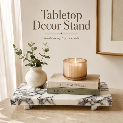 Marble Pedestal Tray for Perfume, Jewelry & Vanity Organizers - color: Calacatta Viola Marble-9.84 in
