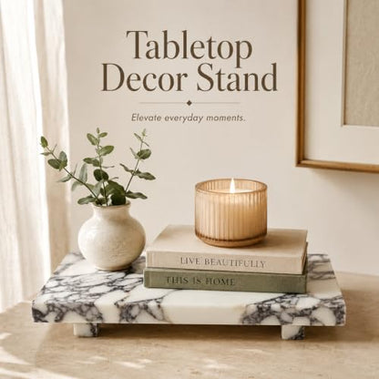 Marble Pedestal Tray for Perfume, Jewelry & Vanity Organizers - color: Calacatta Viola Marble-9.84 in