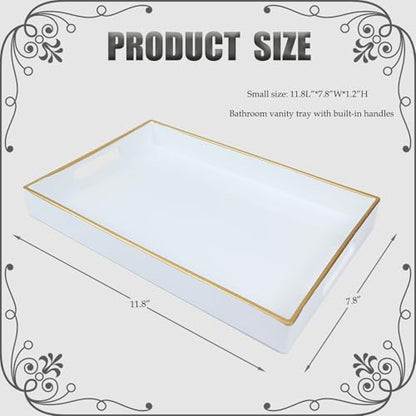 Spsyrine White Bathroom Vanity Tray with Handles for Dresser Tops - color: White