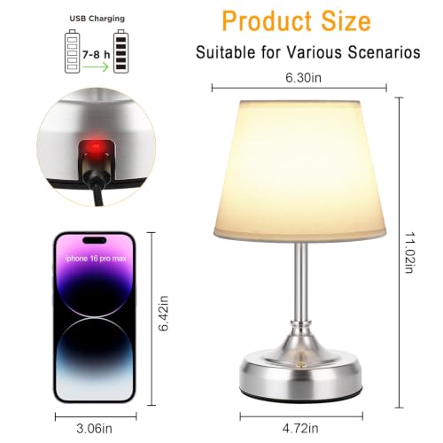 Small Cordless Table Lamp Rechargeable Silver - color: Silver-S