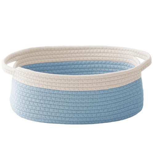 JMvicyroam Small Woven Basket, Empty Gift Basket, White&Blue/1 Pack - color: White&Blue, size: 1 Pack