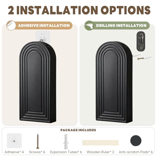 Wooden Wall Vase with 20 Eucalyptus, 2 Mount Options, Black, 2 Pcs - color: Black