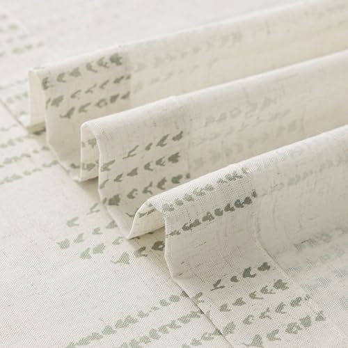 Green Linen Boho Curtains 96 Inch Farmhouse Grommet Top 2 Panels - color: Boho | Green, size: 52"W x 96"L (Pack of 2)
