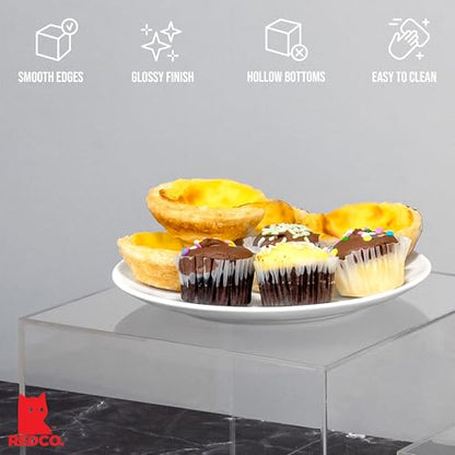 Red Co. Set of 3 Crystal Clear Acrylic Cube Display Nesting Riser Stands with Hollow Bottoms | Transparent - 2-Pack - color: Clear, size: 4",5",6" - 2 Pack