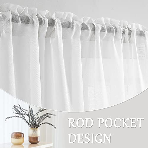 MASWOND Extra Long Faux Linen Sheer White Curtain Rod Pocket, 50W x 192L - color: White, size: 50"W x 192"L (Pack of 1)