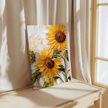 RUMSICH Abstract Sunflower Oil Painting Wall Art 16×24 Inch Canvas Frame - color: sunflower, size: 24"L x 16"W
