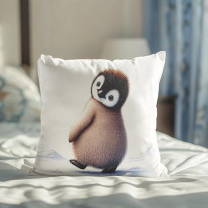 Baby Penguin Pillow Cover 18x18 Inches, Cute Winter Nursery Decor - color: Tilted Baby Penguin