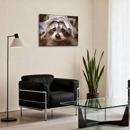 Halioyo Cute Raccoon Canvas Wall Art, Funny Animal Poster(12x16 Inch) - color: Painting-04, size: 16"L x 12"W