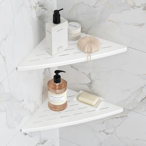 Qeke 2 Pack Corner Shower Shelf White, 11.5" Recessed Tile Shower Shelf - color: Matte White
