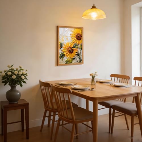 RUMSICH Wooden Framed Sunflower Canvas Wall Art Paintings 16x24 inch - color: Sunflower in wooden frame, size: 24"L x 16"W