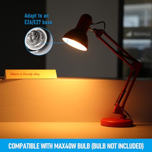 TORCHSTAR Metal Desk Lamp, Adjustable Swing Arm, E26, Red - color: Red, size: 1 Unit