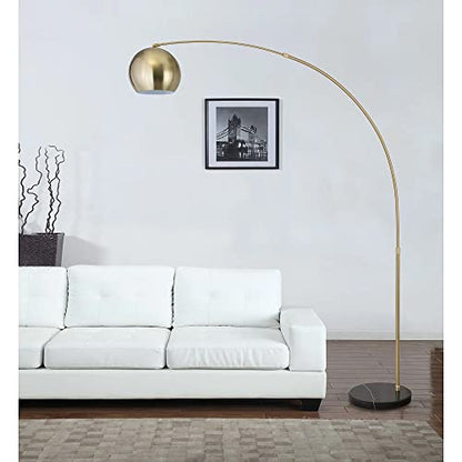 Major-Q Modern Standing Adjustable Floor Lamp with Metal Dome Shade & Marble Base for Living Room - Corner Light Arc Lamps for Bedrooms in Brass Gold Finish, 99-1023F