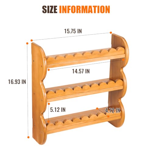 3-Tier Wood Wall Shelf, Scalloped Floating Shelves Storage Rack