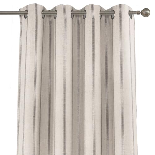 DriftAway Farmhouse Linen Stripe Blackout Curtains, W52xL84, Gray - color: G Gray Stripe, size: 52"W x 84"L (Pack of 2)