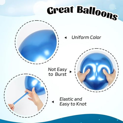 60pcs Blue and Silver Balloons 12inch with Navy Blue Confetti Balloons - color: Metallic Blue Silver