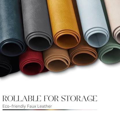 MOSAYT Vinyl Faux Leather Placemats, Set of 6, Beige - color: Beige