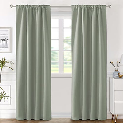 H.VERSAILTEX Blackout Curtains Thermal Insulated Window Treatment Panels Room Darkening Blackout Drapes for Living Room Back Tab/Rod Pocket Bedroom Draperies (2 Panels, Light Sage, 42 x 84 Inch) - color: Light Sage, size: 42"W x 84"L (Pack of 2)